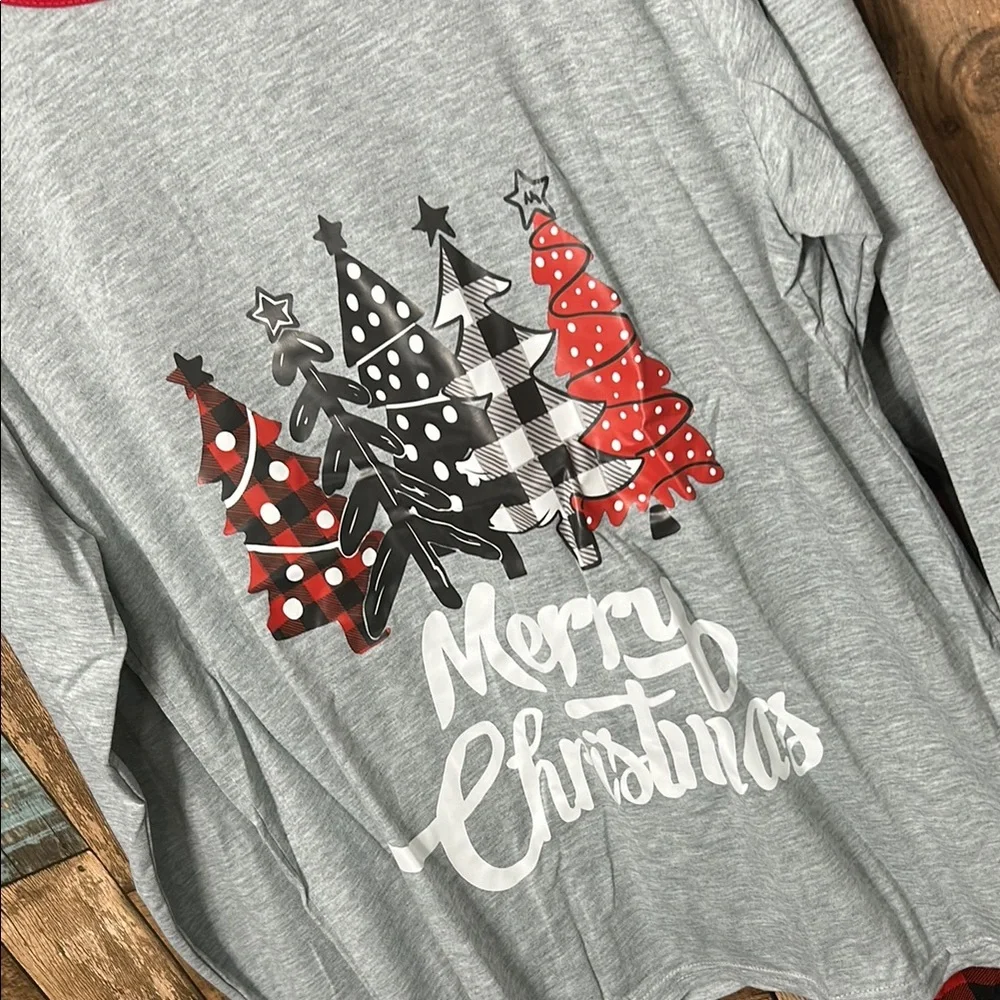 Gray Christmas Tree Pajama Set - XL - Picture 3 of 13